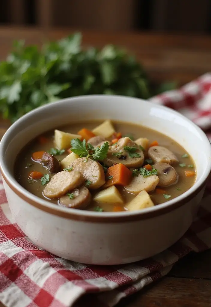 29 Rotisserie Chicken Mushroom Soup Recipes That Are Creamy & Rich - 11. Rustic Chicken Mushroom Soup