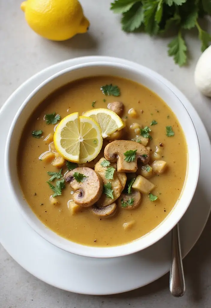 29 Rotisserie Chicken Mushroom Soup Recipes That Are Creamy & Rich - 13. Creamy Lemon Chicken Mushroom Soup