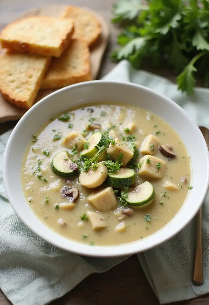 29 Rotisserie Chicken Mushroom Soup Recipes That Are Creamy & Rich - 20. Zucchini Chicken Mushroom Soup