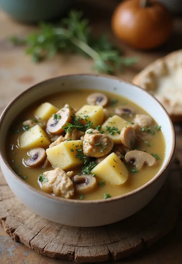 29 Rotisserie Chicken Mushroom Soup Recipes That Are Creamy & Rich - 27. Chicken Mushroom Soup with Potatoes