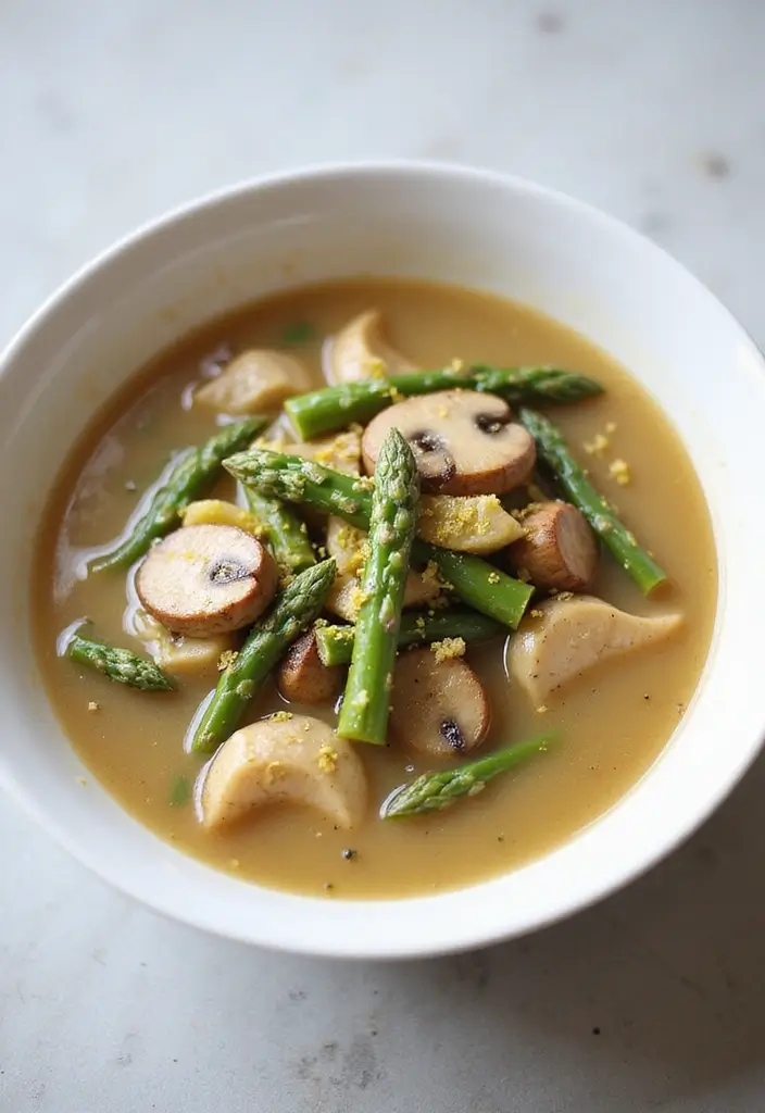 29 Rotisserie Chicken Mushroom Soup Recipes That Are Creamy & Rich - 28. Chicken Mushroom Soup with Asparagus