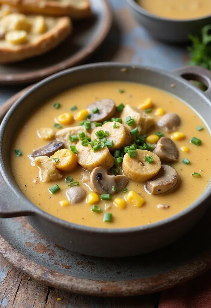 29 Rotisserie Chicken Mushroom Soup Recipes That Are Creamy & Rich - 7. Creamy Chicken and Mushroom Soup with Corn