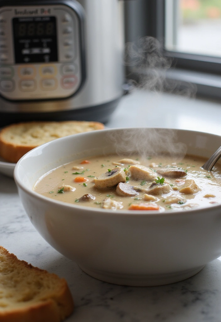 29 Rotisserie Chicken Mushroom Soup Recipes That Are Creamy & Rich - 9. Instant Pot Creamy Chicken Mushroom Soup