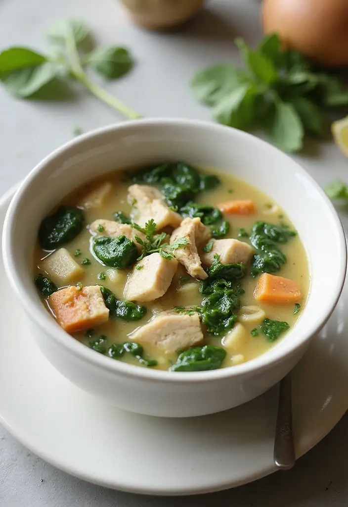 29 Rotisserie Chicken Soup Recipes That Warm the Soul - 16. Comforting Rotisserie Chicken and Spinach Soup
