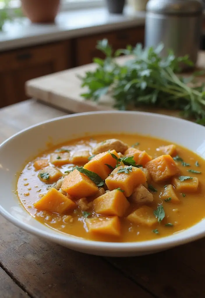 29 Rotisserie Chicken Soup Recipes That Warm the Soul - 25. Sweet Potato and Rotisserie Chicken Soup