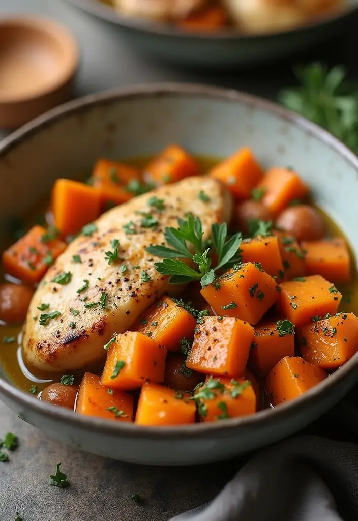 29 Slow Cooker Greek Chicken Recipes That Are Mediterranean Magic - 18. Slow Cooker Greek Chicken and Sweet Potatoes