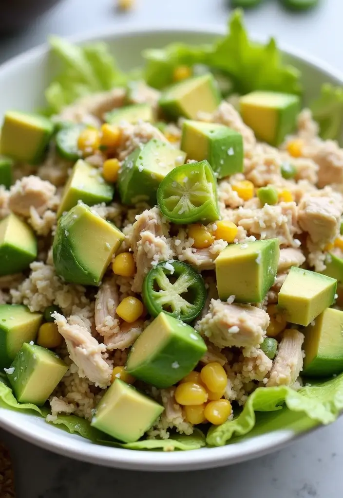 29 Tex Mex Chopped Chicken Salad Recipes That Are Crunchy & Colorful 4 29 Tex Mex Chopped Chicken Salad Recipes That Are Crunchy & Colorful - 3. Avocado Lime Chicken Salad