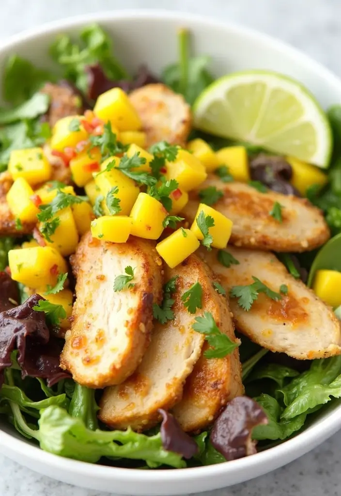 29 Tex Mex Chopped Chicken Salad Recipes That Are Crunchy & Colorful 10 29 Tex Mex Chopped Chicken Salad Recipes That Are Crunchy & Colorful - 9. Mango Salsa Chicken Salad
