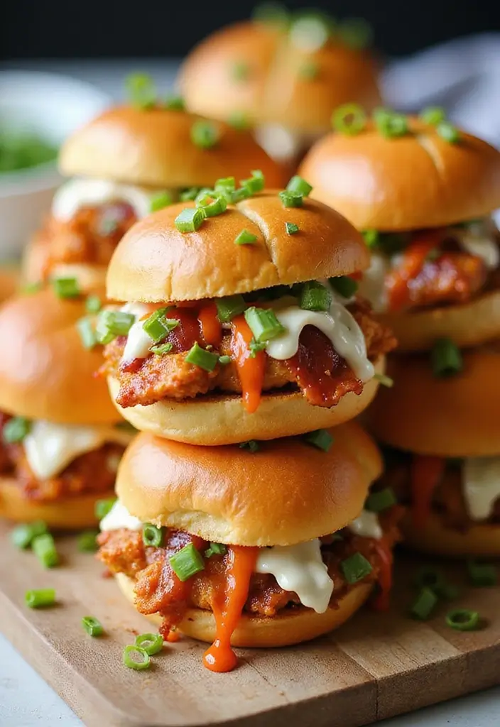 30 Chicken Bacon Ranch Sliders That Disappear at Parties - 17. Sriracha Chicken Bacon Ranch Sliders
