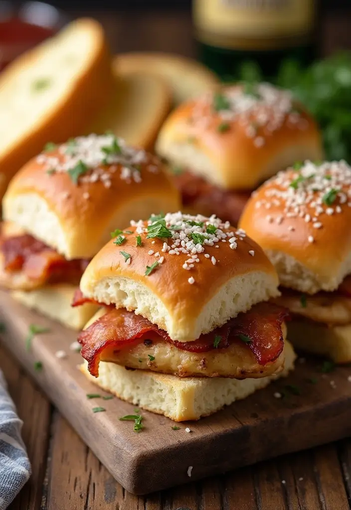 30 Chicken Bacon Ranch Sliders That Disappear at Parties - 19. Garlic Parmesan Chicken Bacon Ranch Sliders