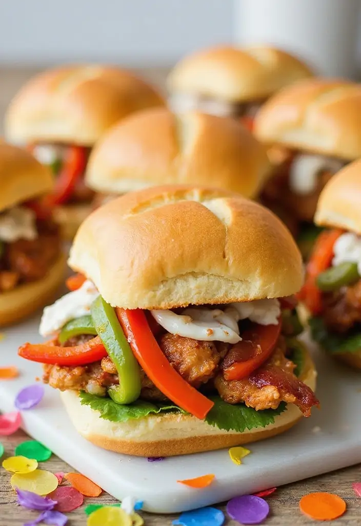 30 Chicken Bacon Ranch Sliders That Disappear at Parties - 22. Chicken Bacon Ranch Fajita Sliders