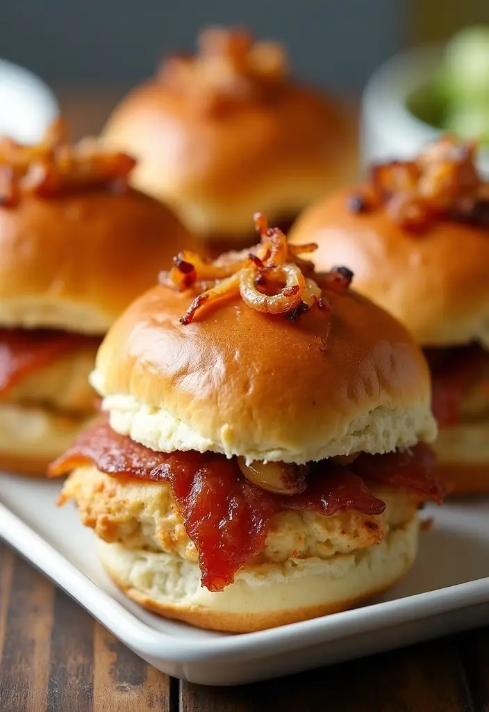 30 Chicken Bacon Ranch Sliders That Disappear at Parties - 23. Chicken Bacon Ranch Sliders with Crispy Onions