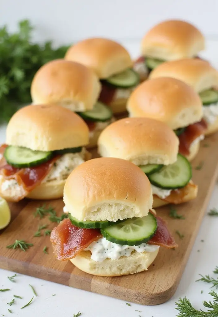 30 Chicken Bacon Ranch Sliders That Disappear at Parties - 25. Cucumber Dill Chicken Bacon Ranch Sliders