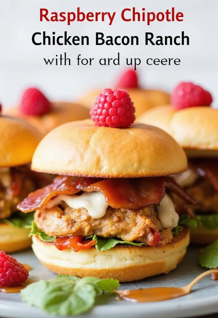 30 Chicken Bacon Ranch Sliders That Disappear at Parties - 26. Raspberry Chipotle Chicken Bacon Ranch Sliders