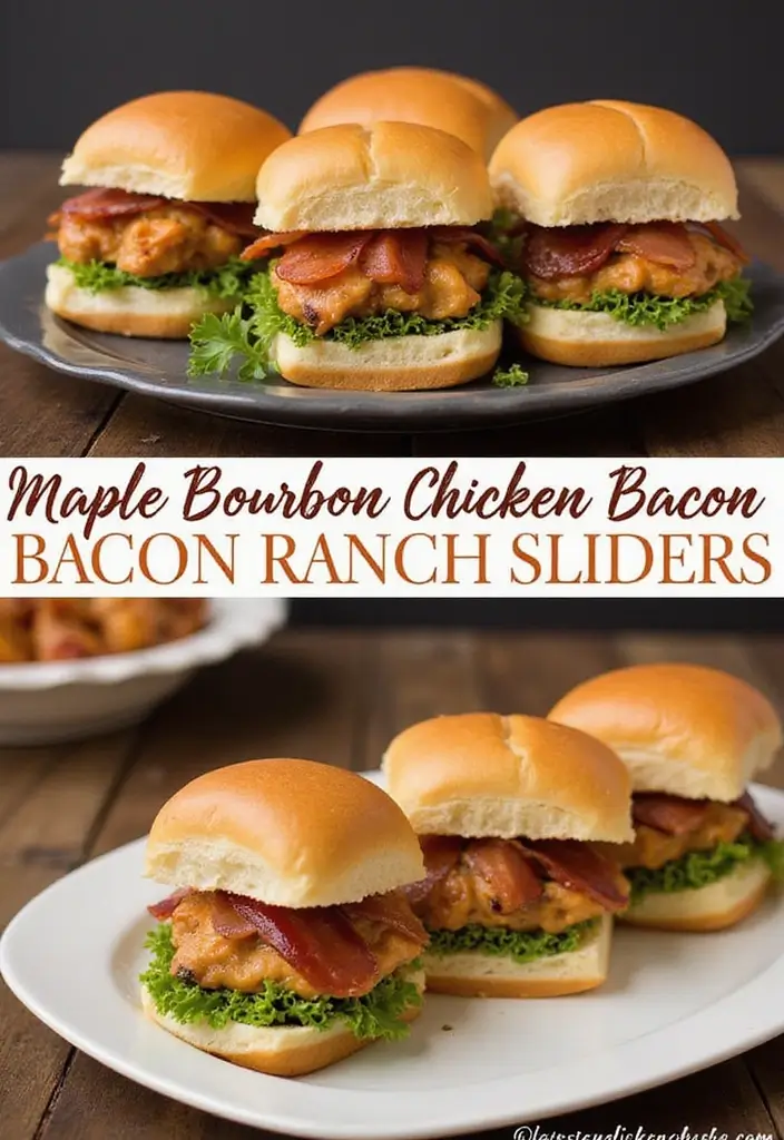 30 Chicken Bacon Ranch Sliders That Disappear at Parties - 28. Maple Bourbon Chicken Bacon Ranch Sliders