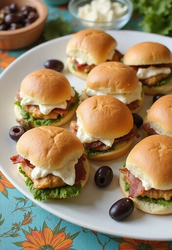 30 Chicken Bacon Ranch Sliders That Disappear at Parties - 29. Mediterranean Chicken Bacon Ranch Sliders