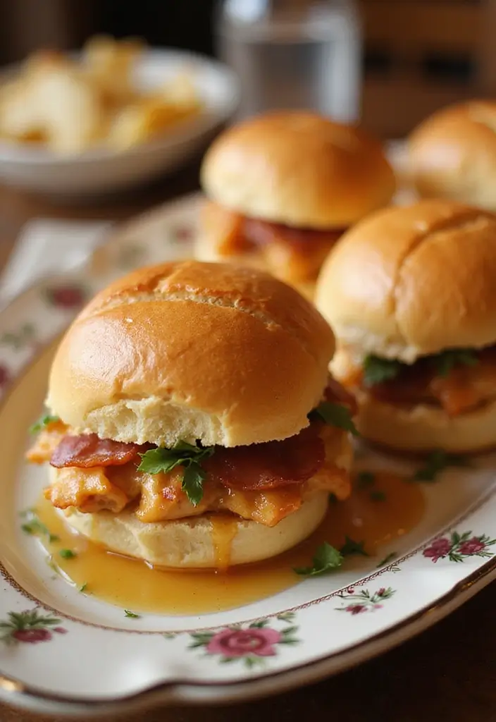 30 Chicken Bacon Ranch Sliders That Disappear at Parties - 30. Chicken Bacon Ranch Sliders with Hot Honey