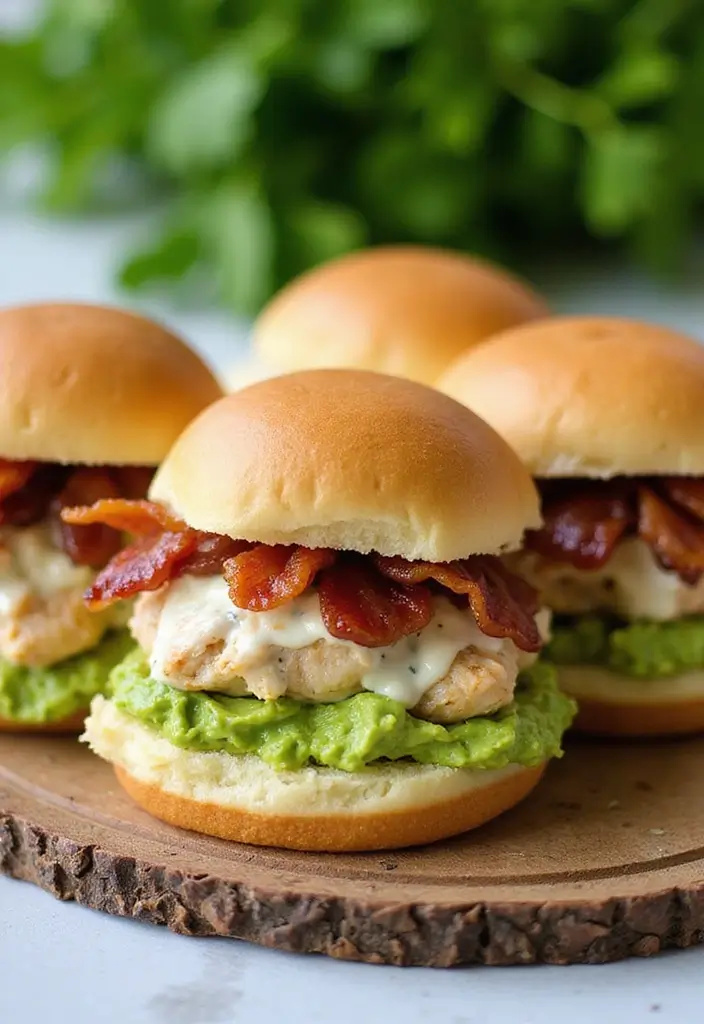 30 Chicken Bacon Ranch Sliders That Disappear at Parties - 5. Creamy Avocado Chicken Bacon Ranch Sliders