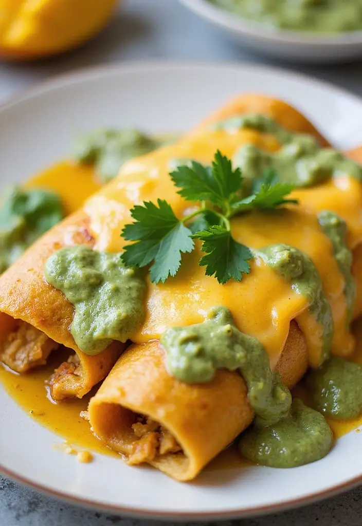 30 Chicken Enchiladas with Green Sauce Recipes That Are Tangy & Cheesy 12 30 Chicken Enchiladas with Green Sauce Recipes That Are Tangy & Cheesy - 11. Curried Chicken Enchiladas