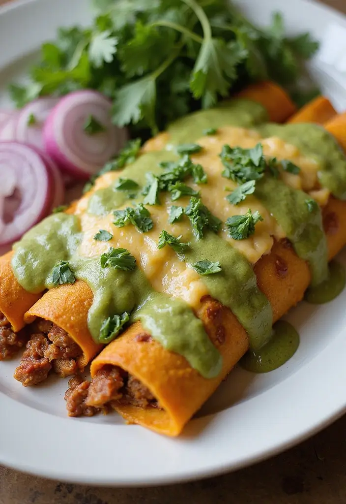 30 Chicken Enchiladas with Green Sauce Recipes That Are Tangy & Cheesy 13 30 Chicken Enchiladas with Green Sauce Recipes That Are Tangy & Cheesy - 12. Chorizo and Chicken Enchiladas