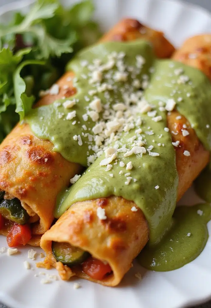 30 Chicken Enchiladas with Green Sauce Recipes That Are Tangy & Cheesy 14 30 Chicken Enchiladas with Green Sauce Recipes That Are Tangy & Cheesy - 13. Roasted Veggie and Chicken Enchiladas