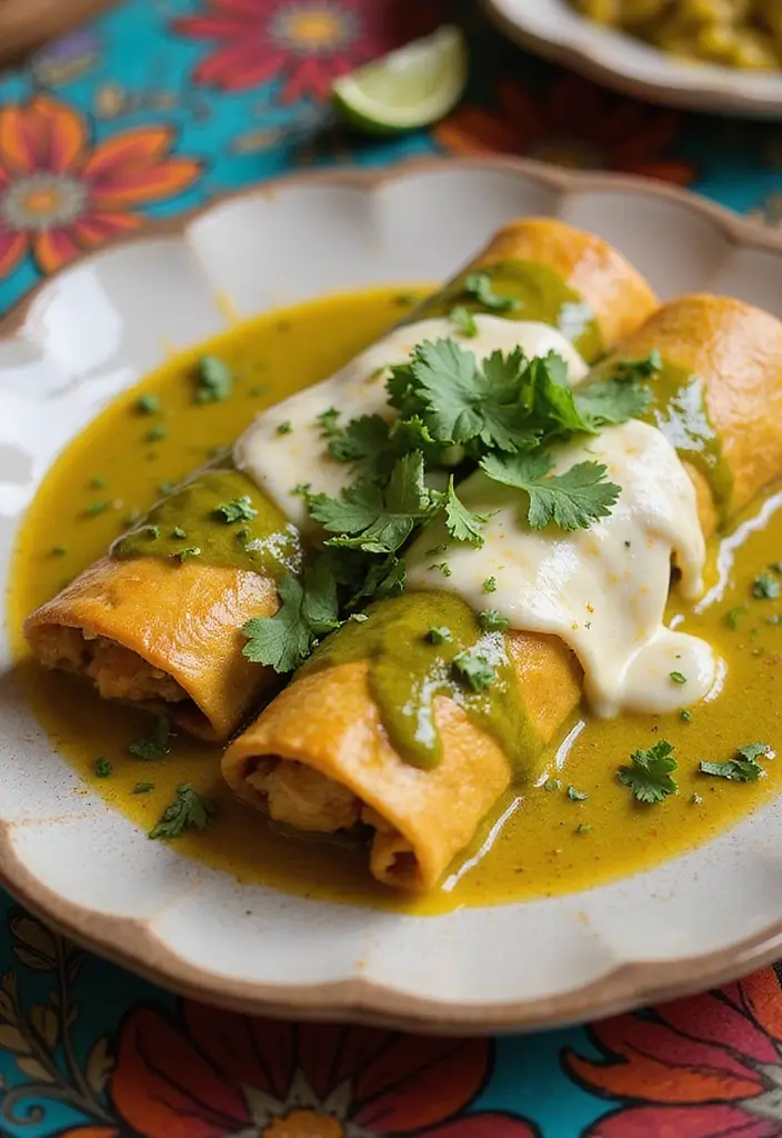 30 Chicken Enchiladas with Green Sauce Recipes That Are Tangy & Cheesy 17 30 Chicken Enchiladas with Green Sauce Recipes That Are Tangy & Cheesy - 16. Coconut Curry Chicken Enchiladas