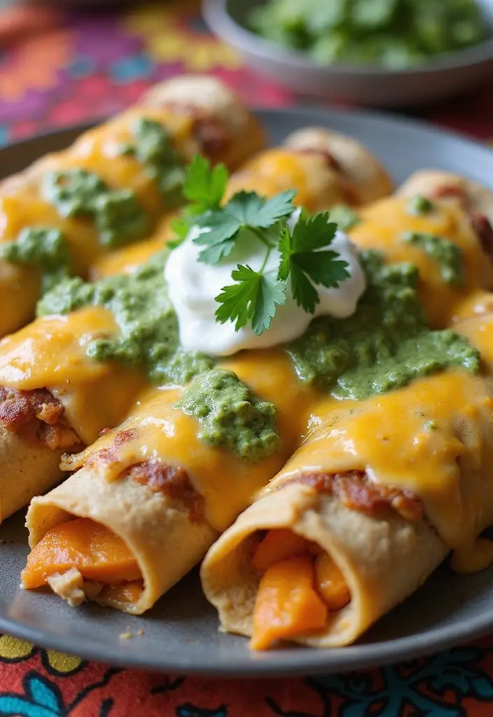 30 Chicken Enchiladas with Green Sauce Recipes That Are Tangy & Cheesy 6 30 Chicken Enchiladas with Green Sauce Recipes That Are Tangy & Cheesy - 5. Sweet Potato and Chicken Enchiladas