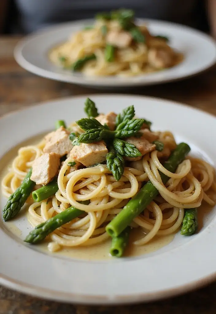 30 Chicken and Pasta Recipes That Always Impress 35 30 Chicken and Pasta Recipes That Always Impress - 19. Chicken and Asparagus Pasta