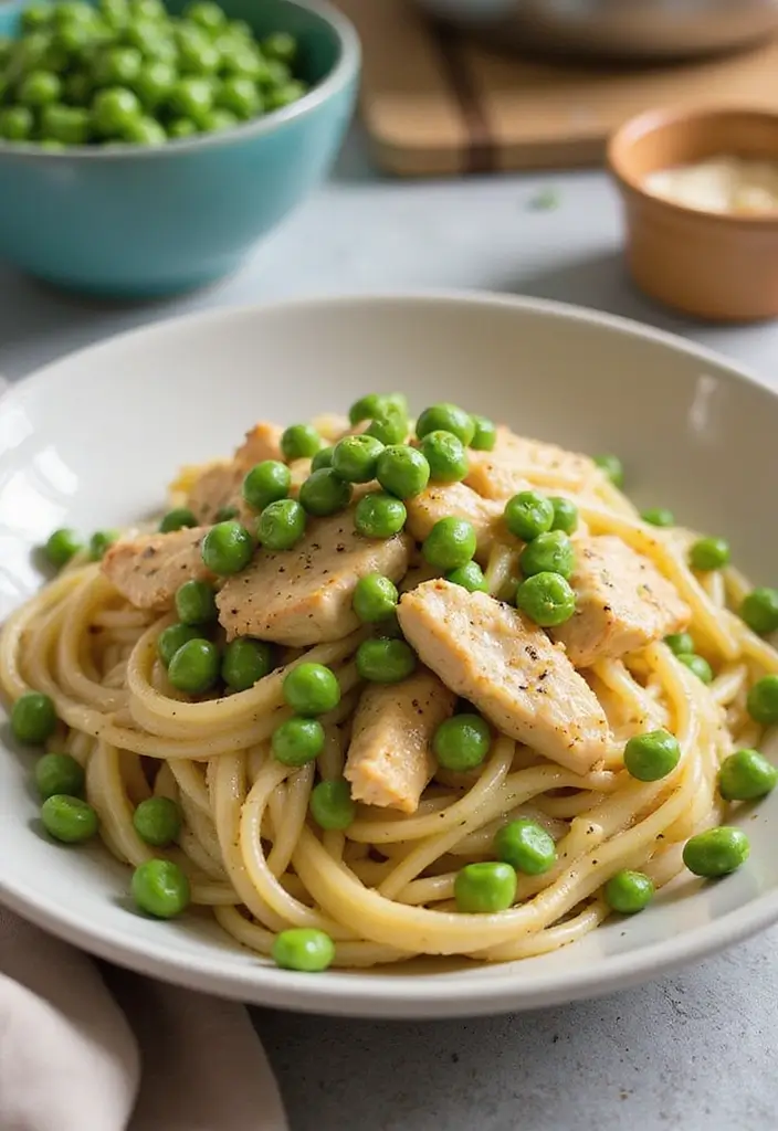 30 Chicken and Pasta Recipes That Always Impress 40 30 Chicken and Pasta Recipes That Always Impress - 24. Chicken and Pea Pasta