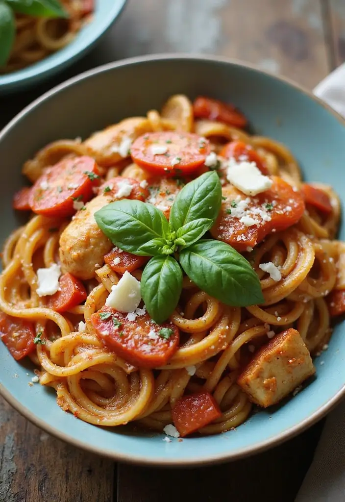 30 Chicken and Pasta Recipes That Always Impress 21 30 Chicken and Pasta Recipes That Always Impress - 5. Tomato Basil Chicken Pasta