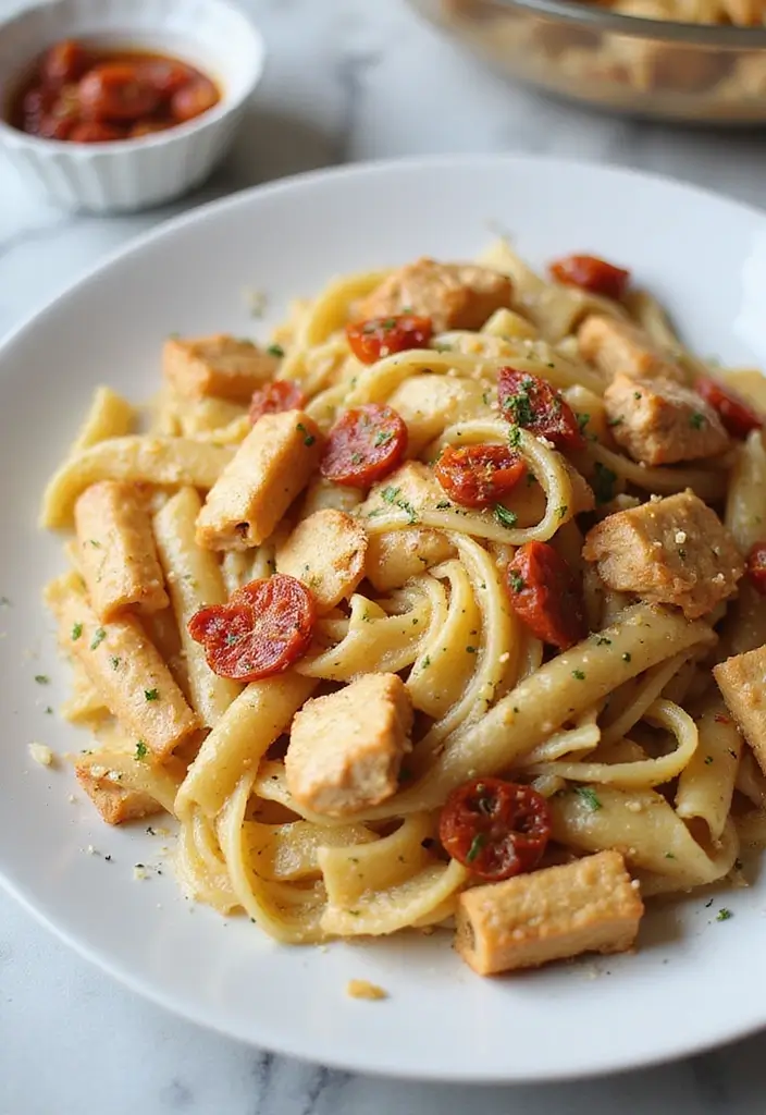 30 Chicken and Pasta Recipes That Always Impress 22 30 Chicken and Pasta Recipes That Always Impress - 6. Creamy Sun-Dried Tomato Chicken Pasta