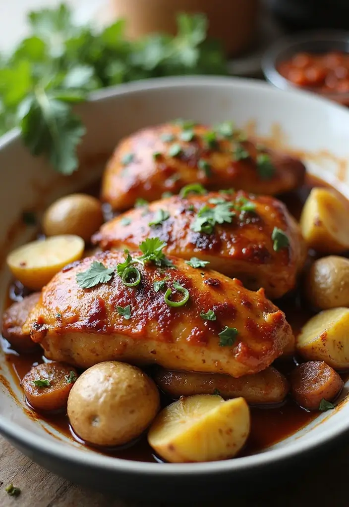 30 Chicken and Potato Recipes That Are Filling & Delicious - 11. Barbecue Chicken and Potato Bake
