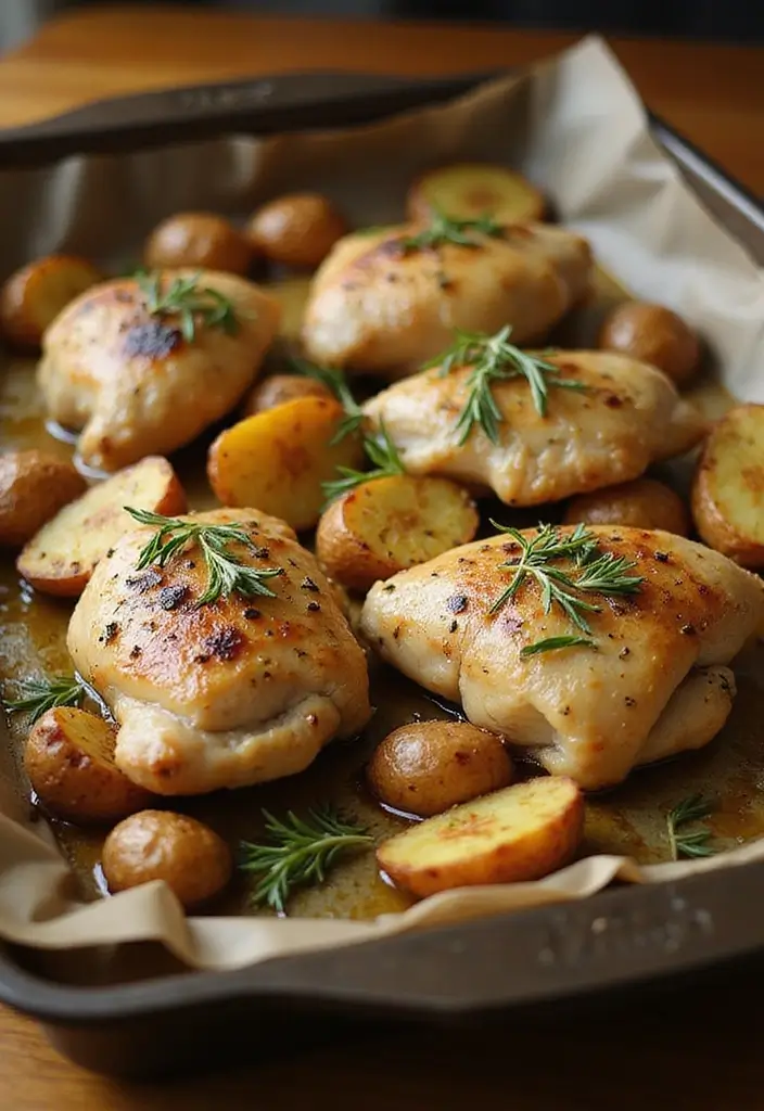 30 Chicken and Potato Recipes That Are Filling & Delicious - 14. Herb-Roasted Chicken and Potatoes
