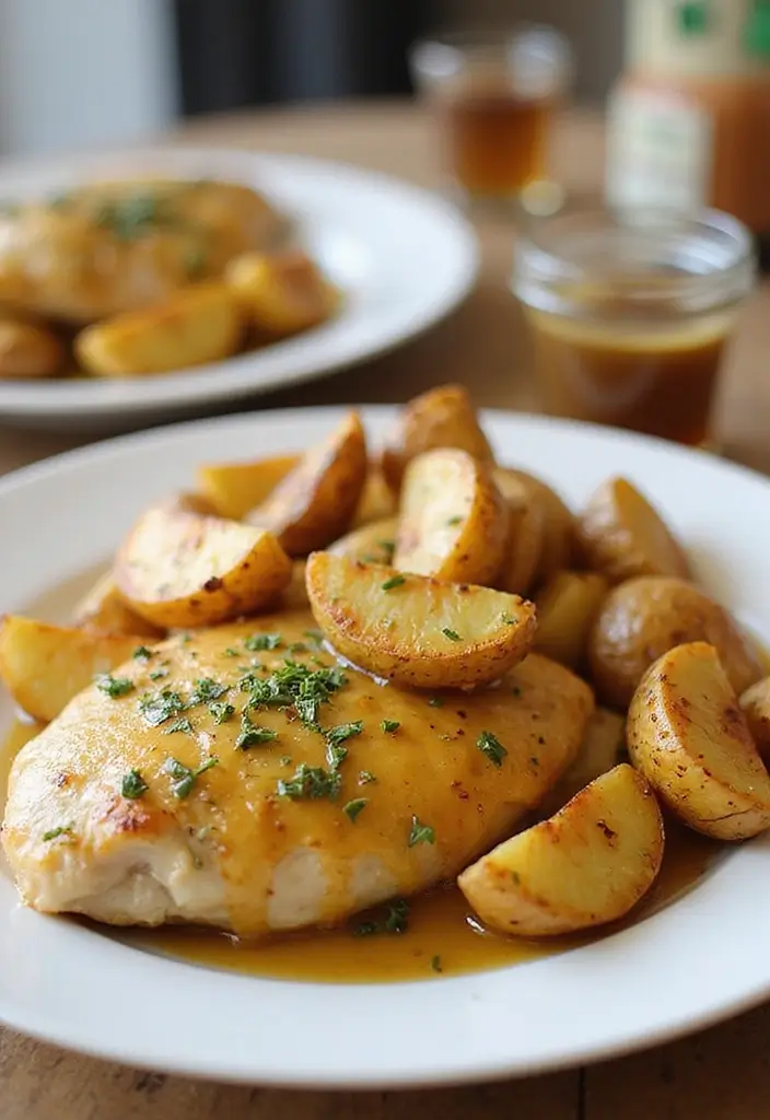 30 Chicken and Potato Recipes That Are Filling & Delicious - 3. Honey Mustard Chicken and Roasted Potatoes
