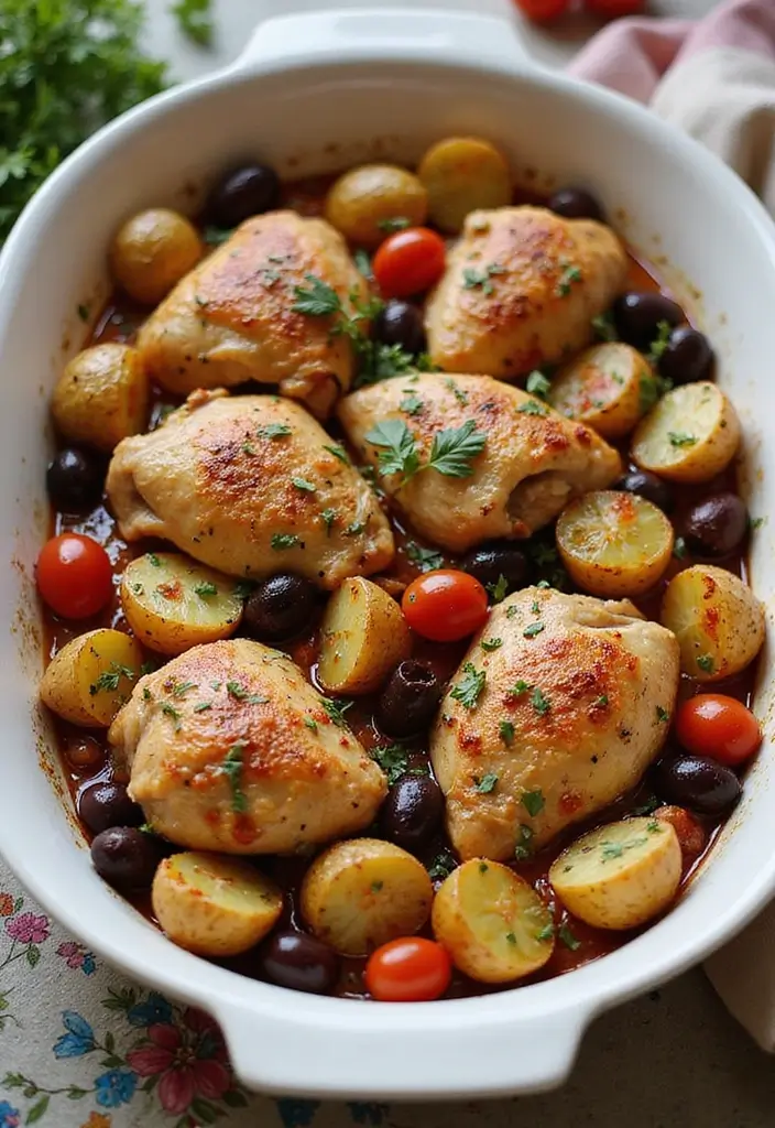 30 Chicken and Potato Recipes That Are Filling & Delicious - 6. Mediterranean Chicken and Potato Bake