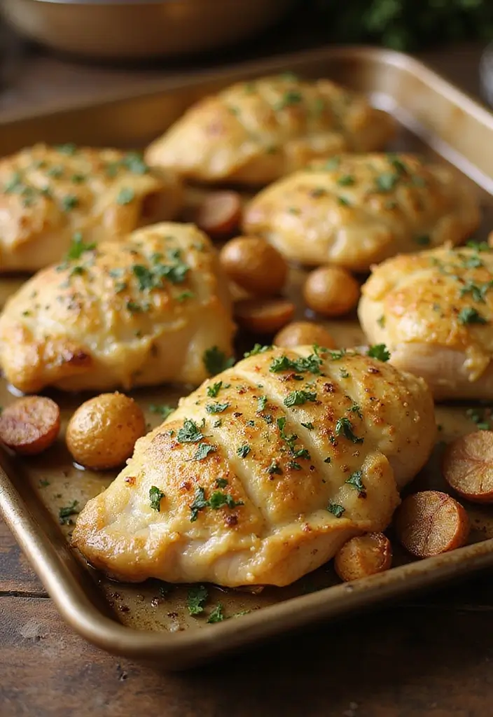 30 Chicken and Potato Recipes That Are Filling & Delicious - 8. Garlic Parmesan Chicken and Potatoes