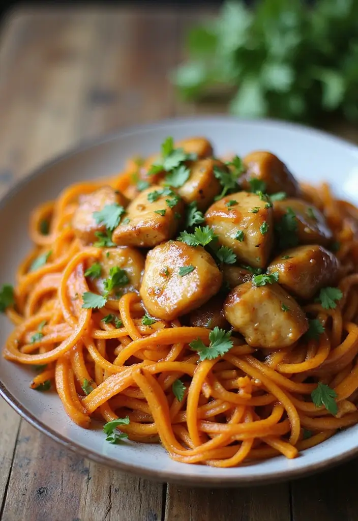 30 Honey Garlic Chicken Noodles That Are Quick and Cozy 19 30 Honey Garlic Chicken Noodles That Are Quick and Cozy - 18. Honey Garlic Chicken and Sweet Potato Noodles