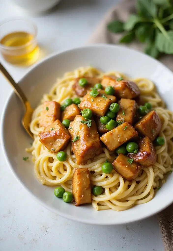 30 Honey Garlic Chicken Noodles That Are Quick and Cozy 24 30 Honey Garlic Chicken Noodles That Are Quick and Cozy - 23. Honey Garlic Chicken and Egg Noodles with Peas
