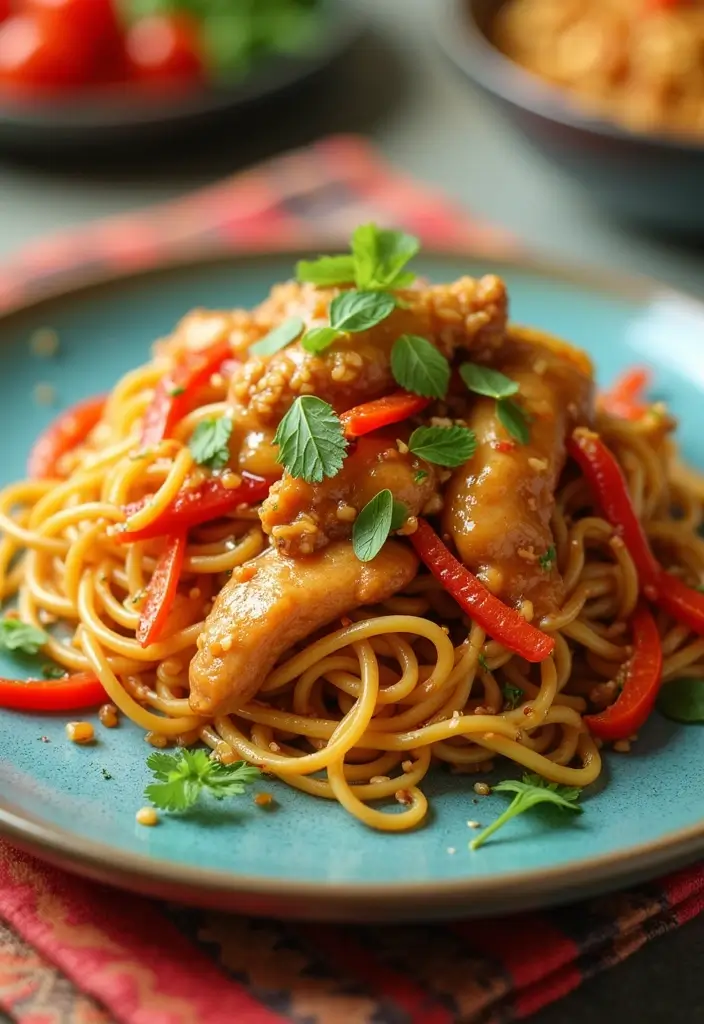 30 Honey Garlic Chicken Noodles That Are Quick and Cozy 25 30 Honey Garlic Chicken Noodles That Are Quick and Cozy - 24. Honey Garlic Chicken and Bell Pepper Noodles
