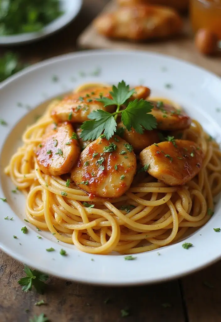 30 Honey Garlic Chicken Noodles That Are Quick and Cozy 10 30 Honey Garlic Chicken Noodles That Are Quick and Cozy - 9. Honey Garlic Chicken Spaghetti