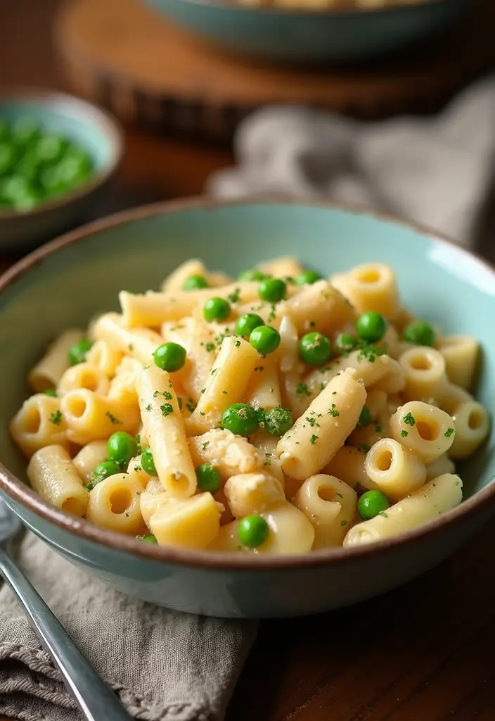 30 White Cheddar Chicken Pasta Recipes That Are Cheesy Heaven - 15. White Cheddar Chicken and Peas Pasta