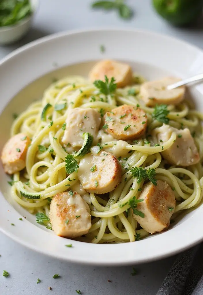 30 White Cheddar Chicken Pasta Recipes That Are Cheesy Heaven - 17. White Cheddar Chicken Pasta with Zucchini Noodles