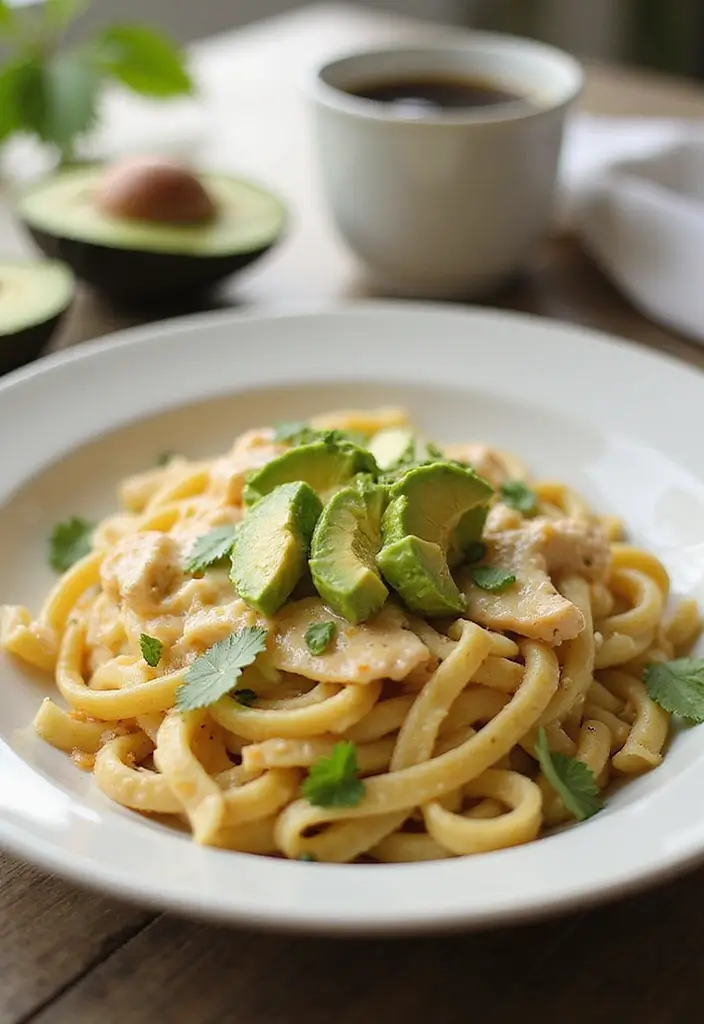 30 White Cheddar Chicken Pasta Recipes That Are Cheesy Heaven - 25. White Cheddar Chicken Pasta with Avocado