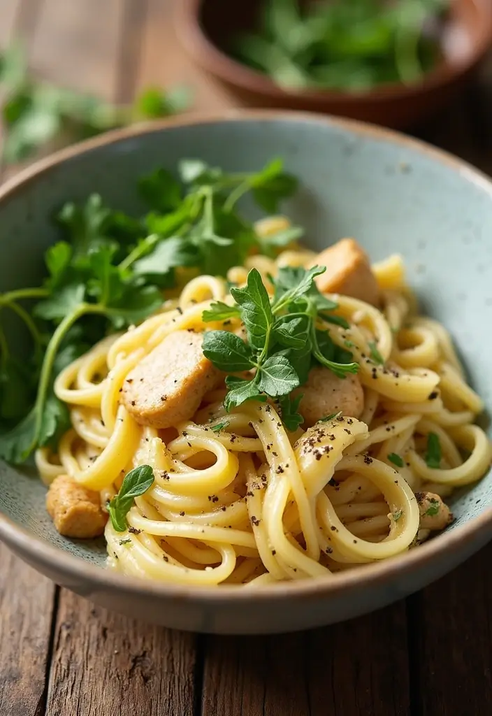 30 White Cheddar Chicken Pasta Recipes That Are Cheesy Heaven - 26. White Cheddar Chicken Pasta with Arugula