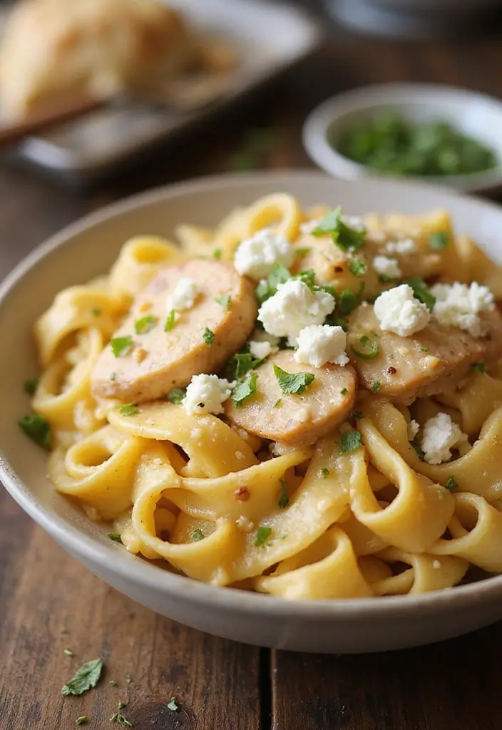 30 White Cheddar Chicken Pasta Recipes That Are Cheesy Heaven - 27. White Cheddar Chicken Pasta with Feta