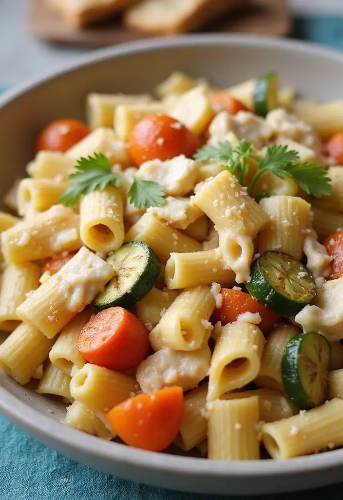 30 White Cheddar Chicken Pasta Recipes That Are Cheesy Heaven - 30. White Cheddar Chicken Pasta with Roasted Vegetables