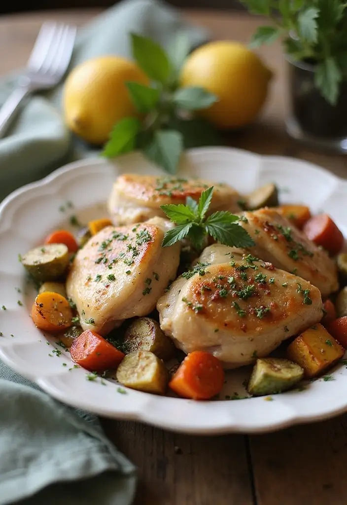 30 Whole30 Chicken Thigh Recipes That Are Protein-Packed & Tasty 2 30 Whole30 Chicken Thigh Recipes That Are Protein-Packed & Tasty - 1. Garlic Herb Roasted Chicken Thighs