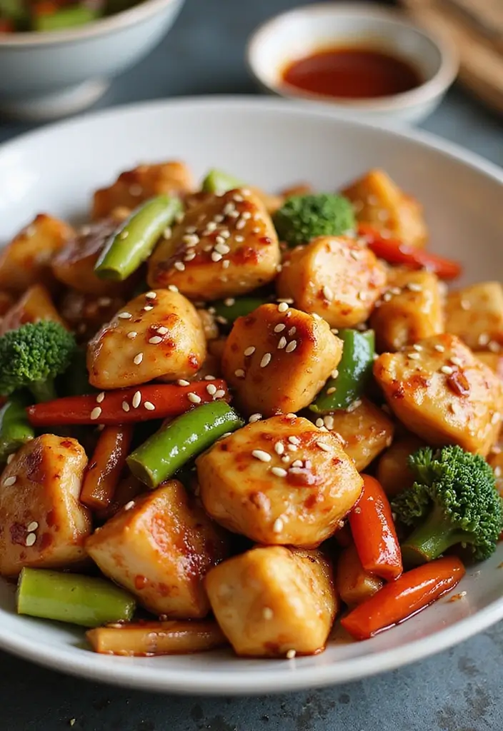 27 Healthy Chicken Stir Fry Recipes That Are Packed with Veggies 2 27 Healthy Chicken Stir Fry Recipes That Are Packed with Veggies - 1. Sweet and Spicy Sesame Chicken Stir Fry