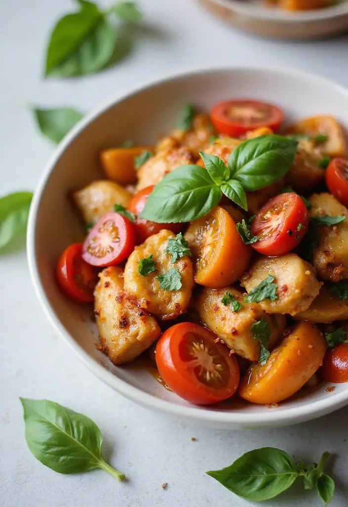 27 Healthy Chicken Stir Fry Recipes That Are Packed with Veggies 156 27 Healthy Chicken Stir Fry Recipes That Are Packed with Veggies - 23. Tomato Basil Chicken Stir Fry