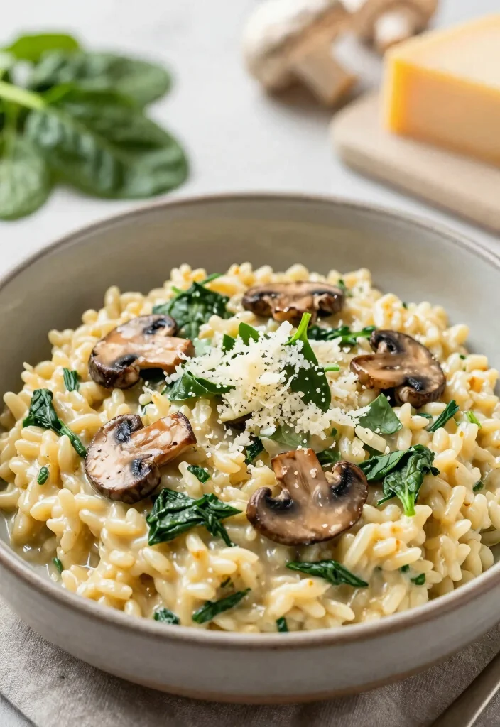 15 Cream Cheese Recipes Dinner: Rich Creamy Dishes to Savor 6 15 Cream Cheese Recipes Dinner: Rich Creamy Dishes to Savor - 5. Creamy Mushroom and Spinach Risotto 1